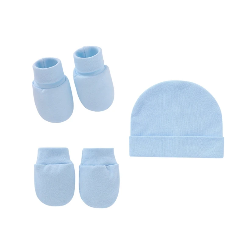 Baby Anti Scratching Soft Cotton Gloves+Hat+Foot Cover Set Newborn Mittens Socks Beanies Cap Kit for Infants Shower Gifts H3CD - Image 17