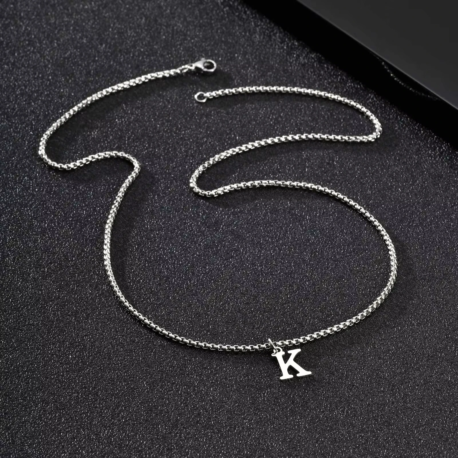 2025 Trendy Minimalist Steel Gray Stainless Steel Letter Pendant Necklace – Men's Multi-Style Fashion Jewelry - Image 5
