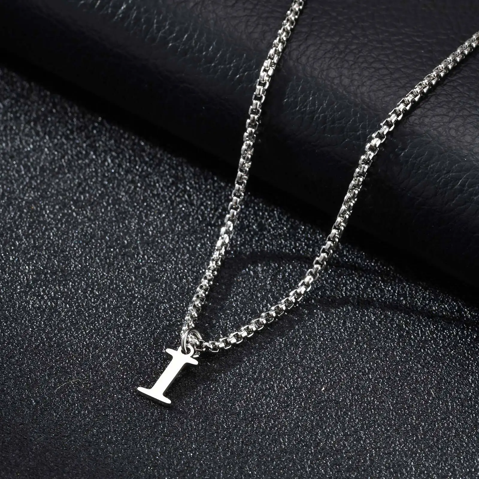 2025 Trendy Minimalist Steel Gray Stainless Steel Letter Pendant Necklace – Men's Multi-Style Fashion Jewelry - Image 15