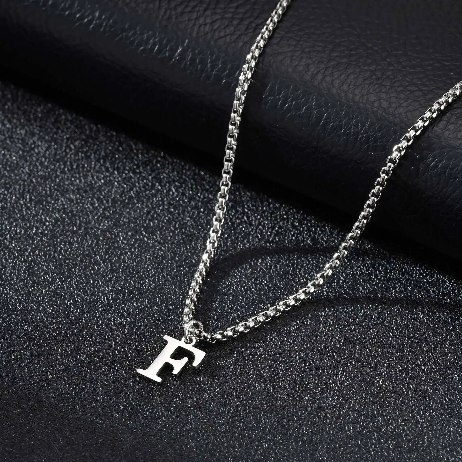 2025 Trendy Minimalist Steel Gray Stainless Steel Letter Pendant Necklace – Men's Multi-Style Fashion Jewelry - Image 12