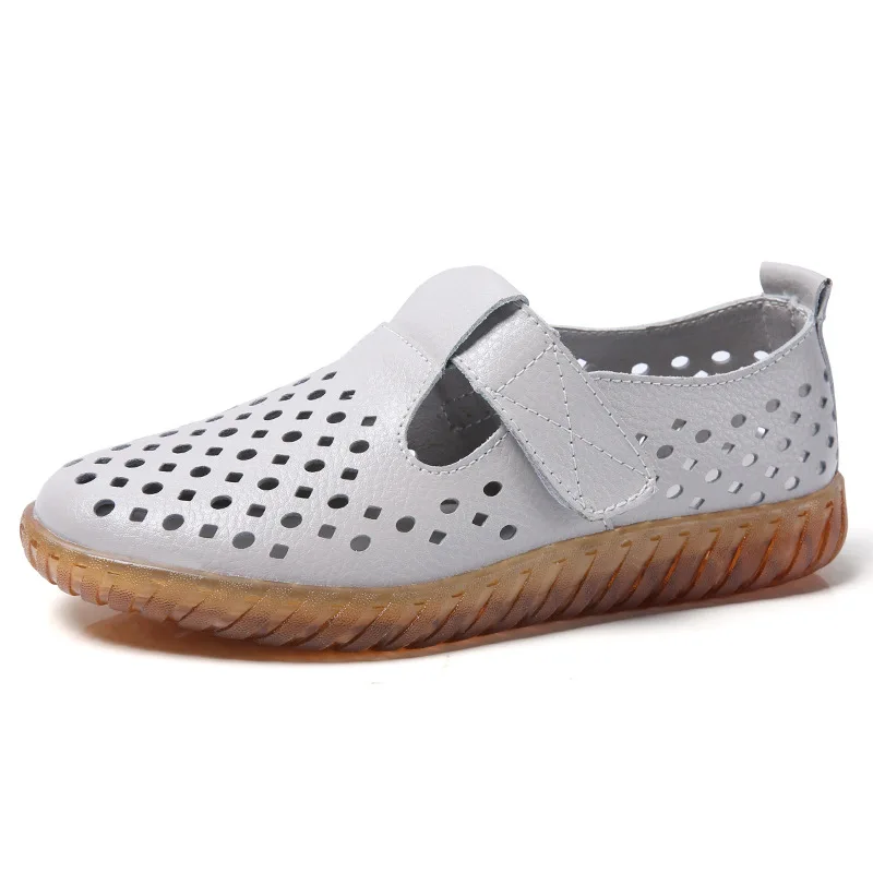 Summer Women Flats Shoes Cutouts Genuine Leather Loafers Shoes Woman Breathable Ballet Flats Oxford Women Casual Shoes WSH3587 - Image 8