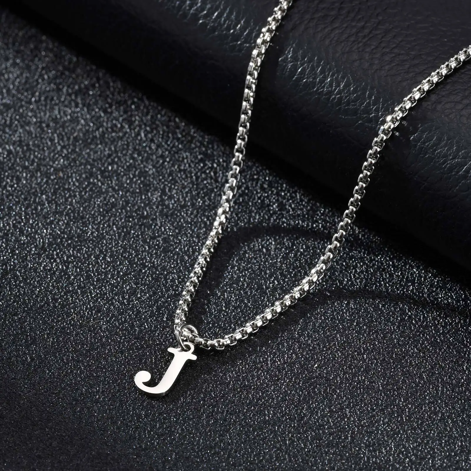 2025 Trendy Minimalist Steel Gray Stainless Steel Letter Pendant Necklace – Men's Multi-Style Fashion Jewelry - Image 16