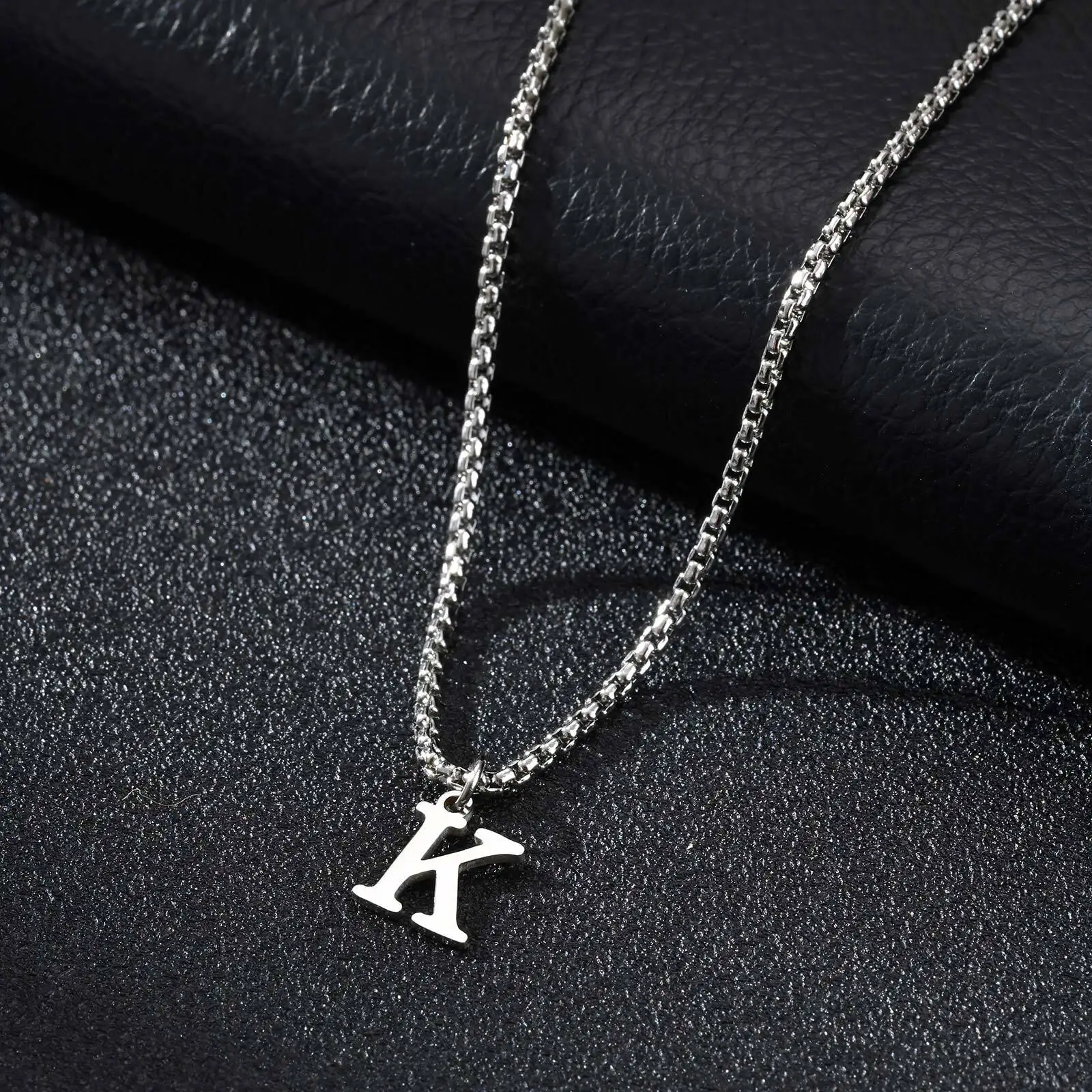 2025 Trendy Minimalist Steel Gray Stainless Steel Letter Pendant Necklace – Men's Multi-Style Fashion Jewelry - Image 17