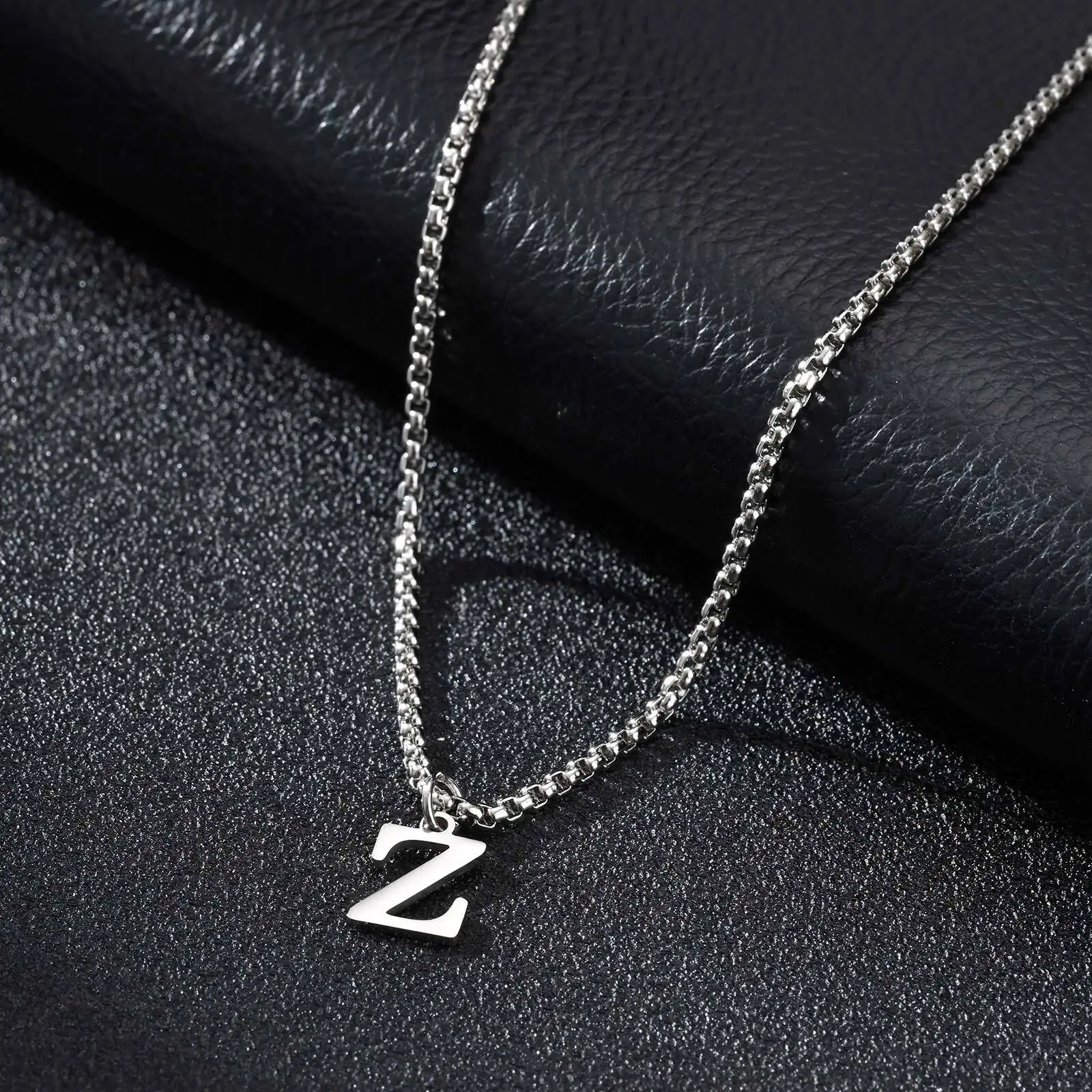 2025 Trendy Minimalist Steel Gray Stainless Steel Letter Pendant Necklace – Men's Multi-Style Fashion Jewelry - Image 32