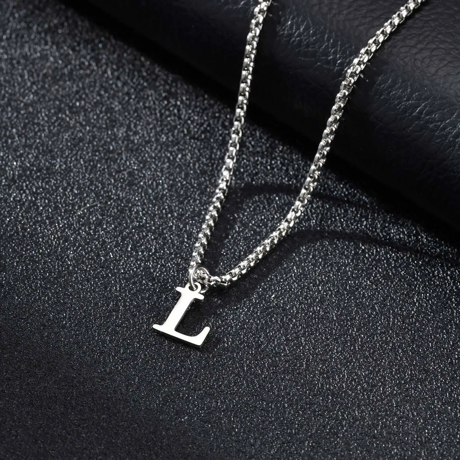 2025 Trendy Minimalist Steel Gray Stainless Steel Letter Pendant Necklace – Men's Multi-Style Fashion Jewelry - Image 18