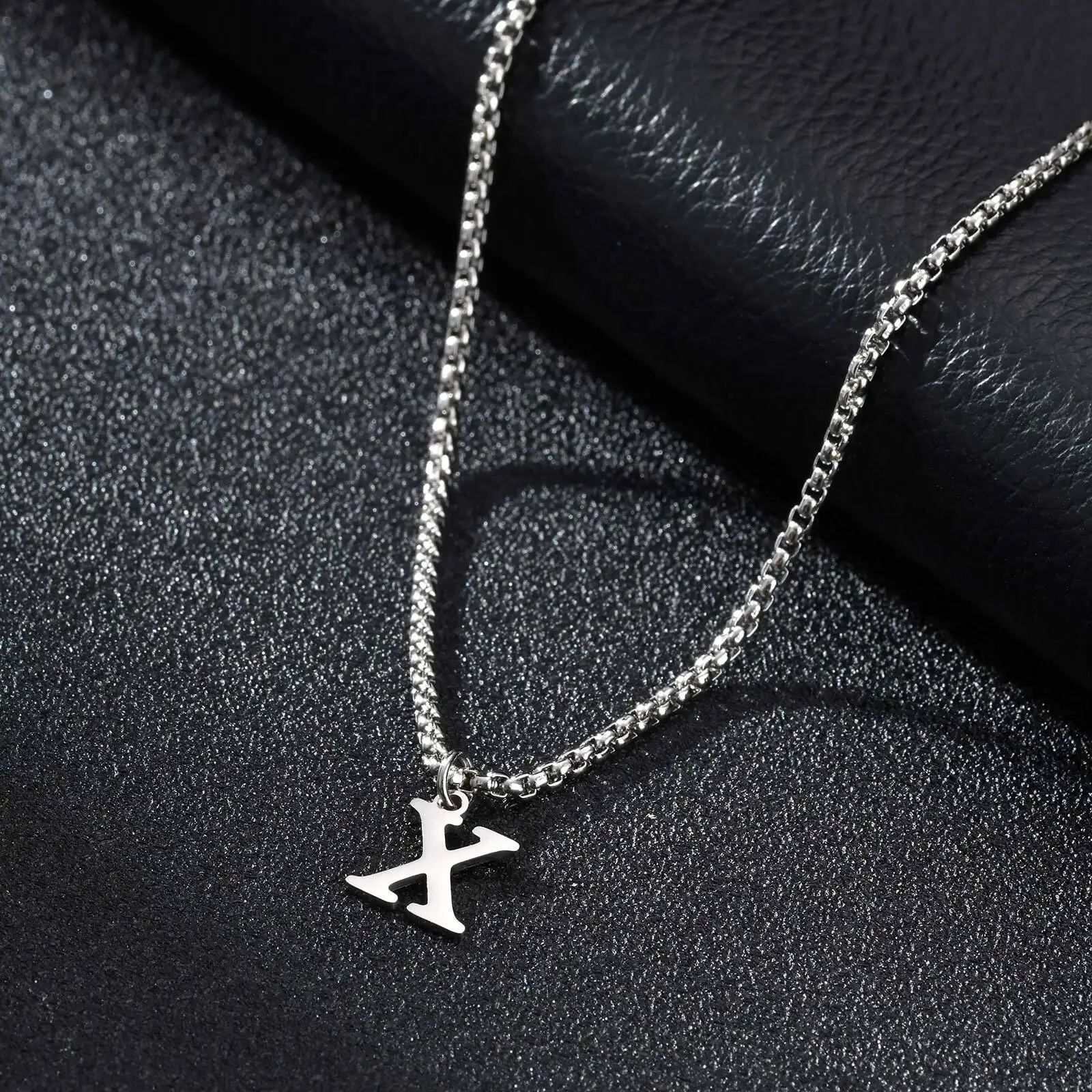 2025 Trendy Minimalist Steel Gray Stainless Steel Letter Pendant Necklace – Men's Multi-Style Fashion Jewelry - Image 30