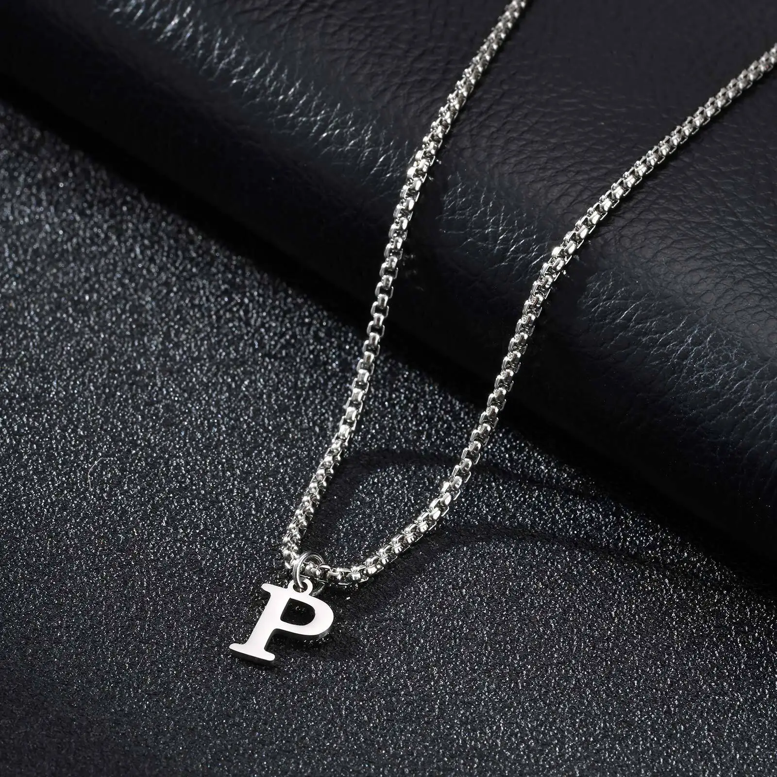2025 Trendy Minimalist Steel Gray Stainless Steel Letter Pendant Necklace – Men's Multi-Style Fashion Jewelry - Image 22