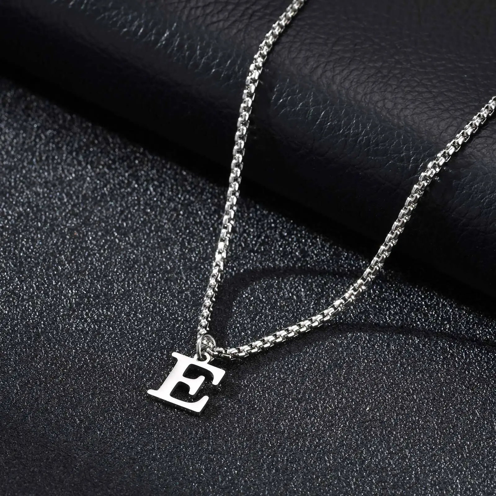 2025 Trendy Minimalist Steel Gray Stainless Steel Letter Pendant Necklace – Men's Multi-Style Fashion Jewelry - Image 11