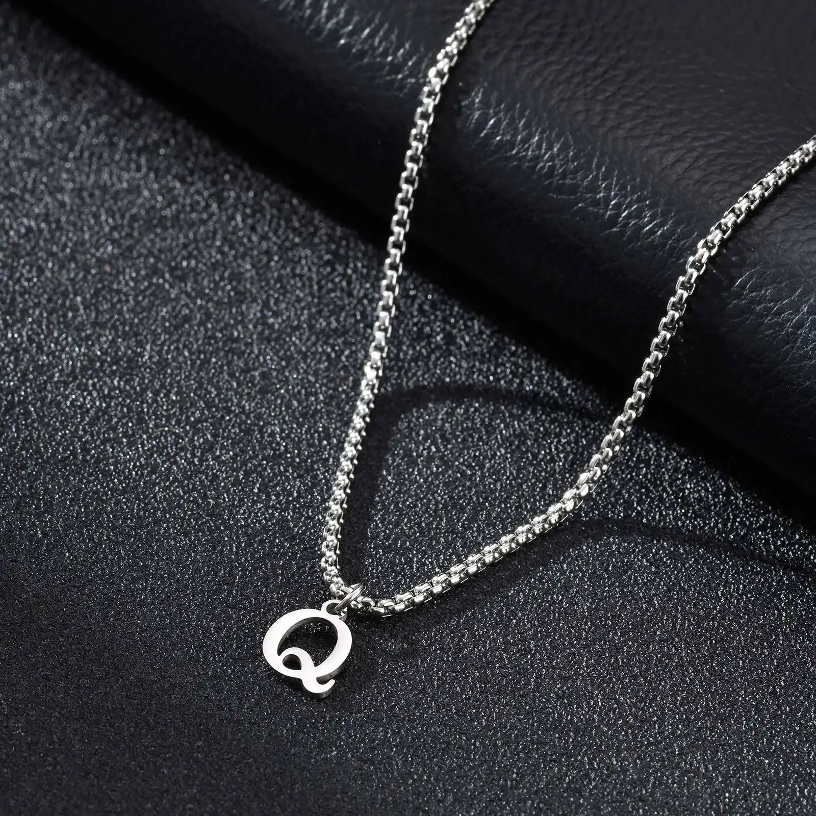 2025 Trendy Minimalist Steel Gray Stainless Steel Letter Pendant Necklace – Men's Multi-Style Fashion Jewelry - Image 23