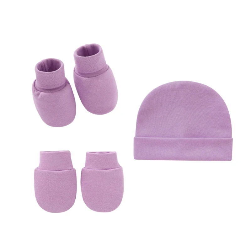 Baby Anti Scratching Soft Cotton Gloves+Hat+Foot Cover Set Newborn Mittens Socks Beanies Cap Kit for Infants Shower Gifts H3CD - Image 6