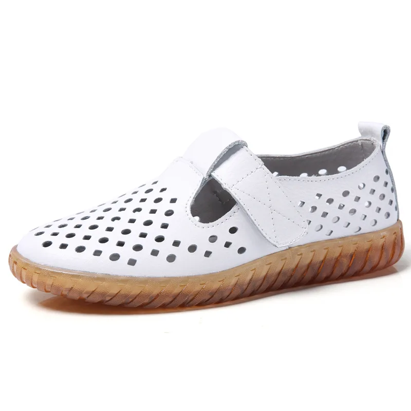 Summer Women Flats Shoes Cutouts Genuine Leather Loafers Shoes Woman Breathable Ballet Flats Oxford Women Casual Shoes WSH3587 - Image 7