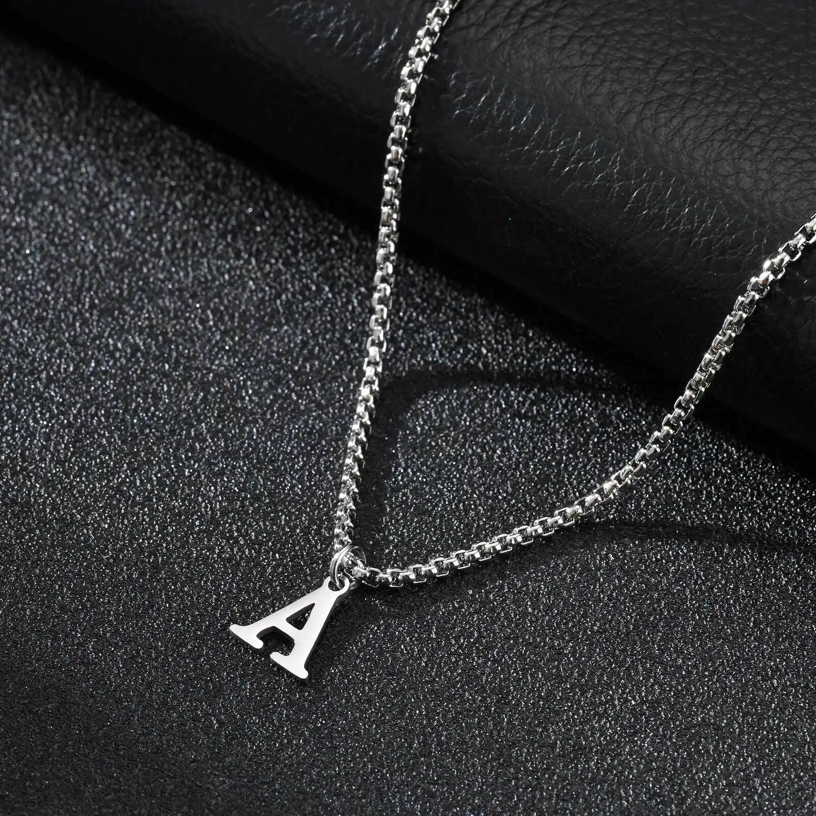 2025 Trendy Minimalist Steel Gray Stainless Steel Letter Pendant Necklace – Men's Multi-Style Fashion Jewelry - Image 7