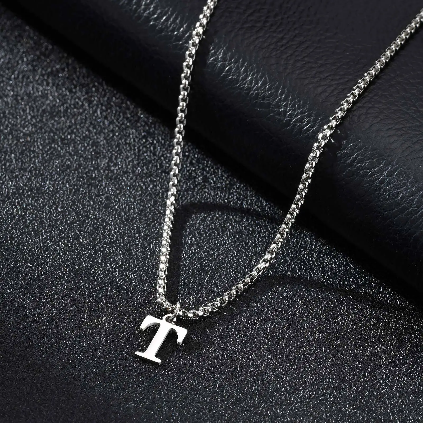 2025 Trendy Minimalist Steel Gray Stainless Steel Letter Pendant Necklace – Men's Multi-Style Fashion Jewelry - Image 26