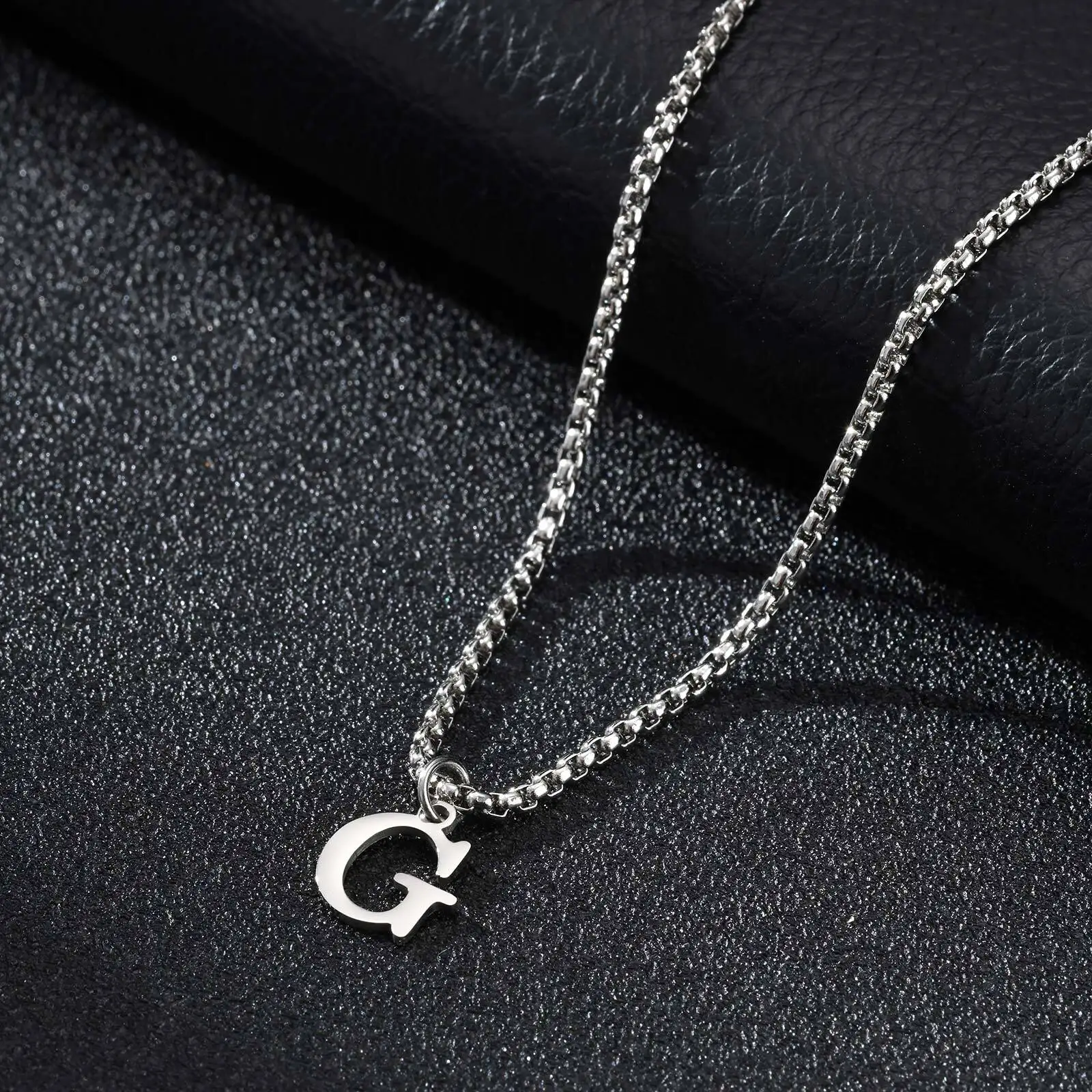 2025 Trendy Minimalist Steel Gray Stainless Steel Letter Pendant Necklace – Men's Multi-Style Fashion Jewelry - Image 13