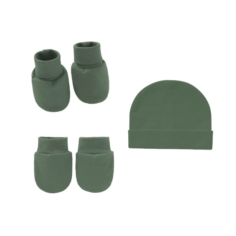Baby Anti Scratching Soft Cotton Gloves+Hat+Foot Cover Set Newborn Mittens Socks Beanies Cap Kit for Infants Shower Gifts H3CD - Image 3