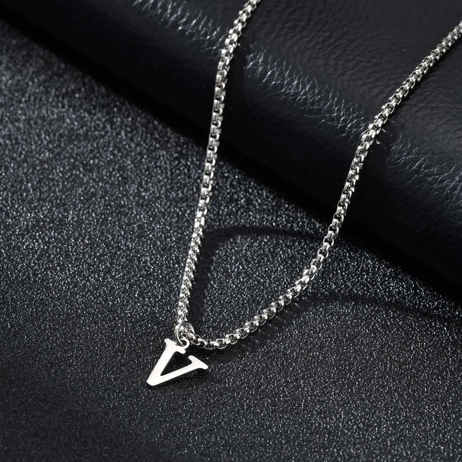 2025 Trendy Minimalist Steel Gray Stainless Steel Letter Pendant Necklace – Men's Multi-Style Fashion Jewelry - Image 28
