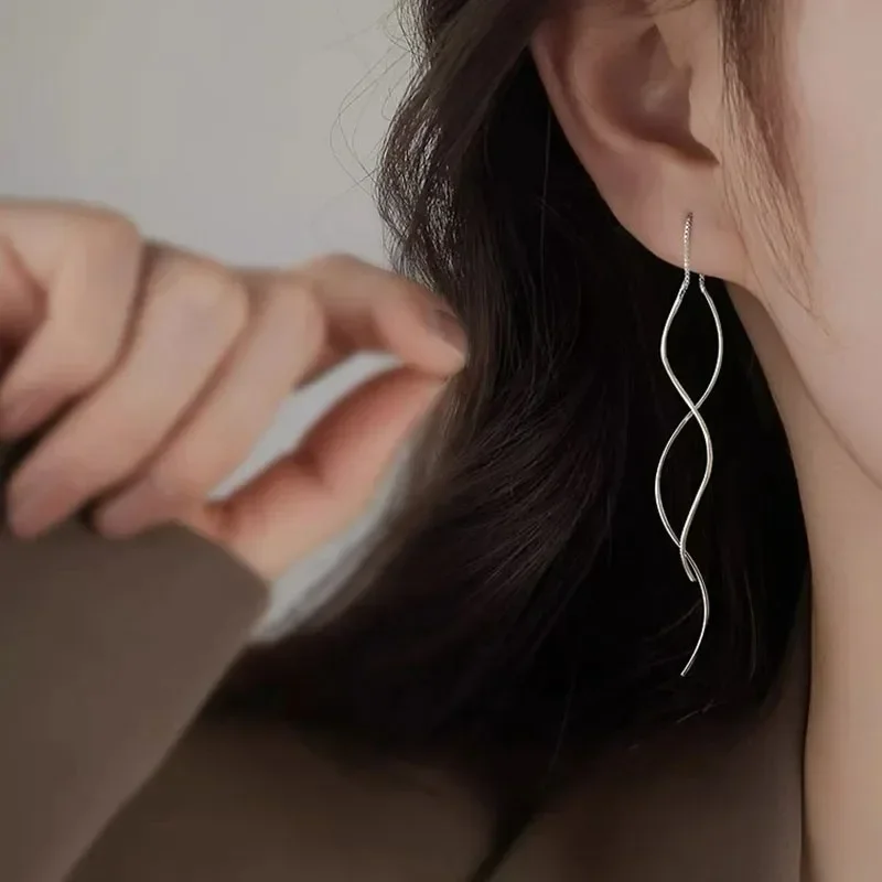 New Minimalist Long Wavy Fringe Earrings New Women Fashionable Hanging Earrings High-End Jewelry Minimalist Accessories Gifts - Image 4