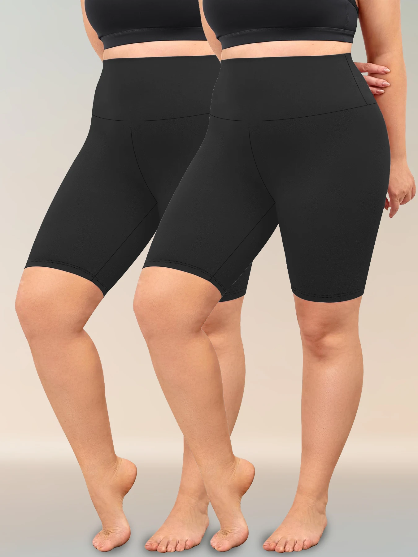 2 Pack Plus Size Biker Shorts for Women High Waisted Super Soft Workout Yoga Athletic Shorts Running - Image 9