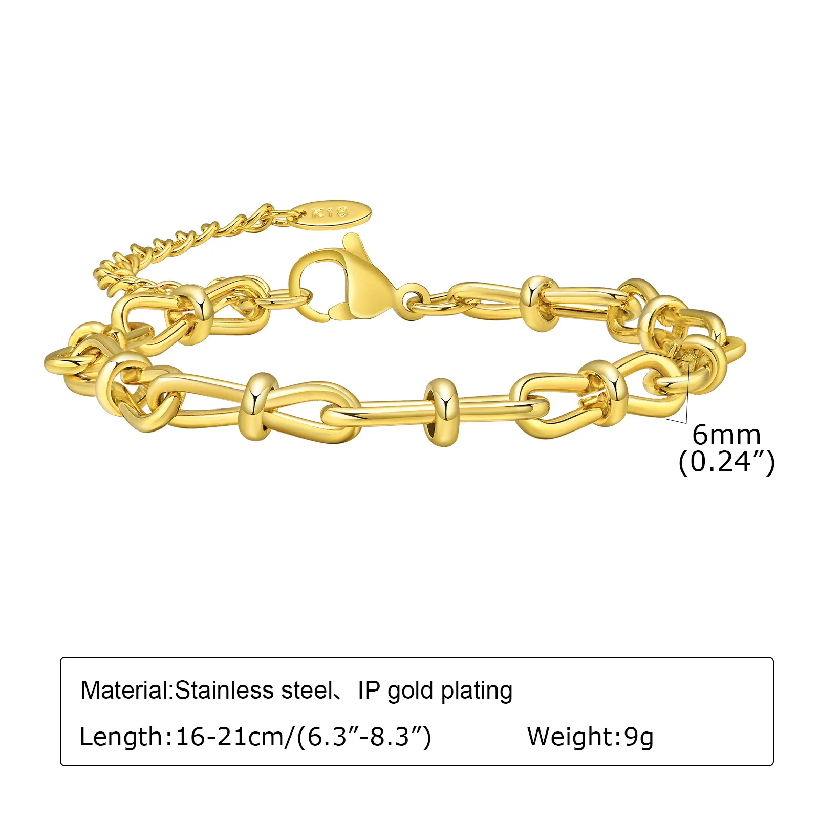 Chunky Stainless Steel Link Chain Bracelet For Woman, Gold Plated Layering Bracelets Wristband Waterproof Jewelry - Image 14