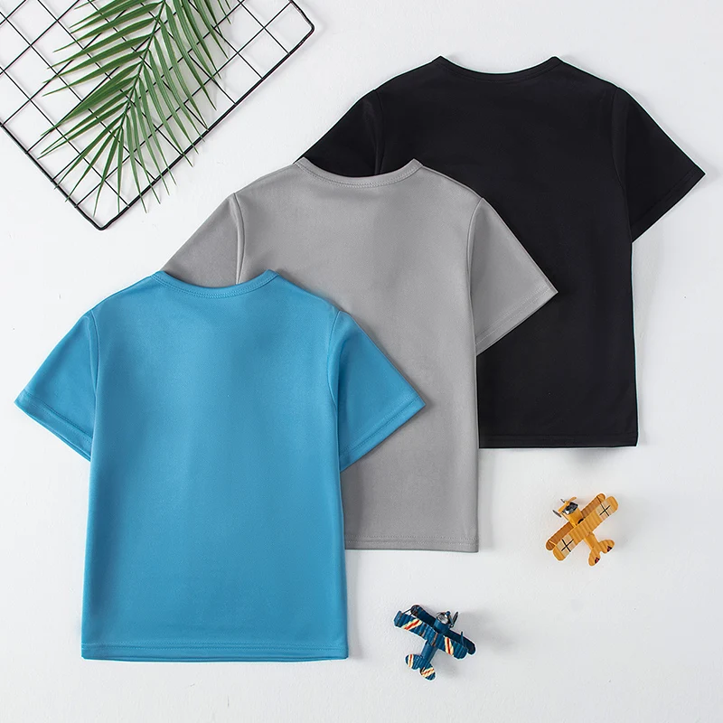 3/1 Pcs Children's Quick-drying Multicolor Breathable Henry Short-sleeved Boy Casual Fashion Button Top Joker Gentleman Student - Image 2