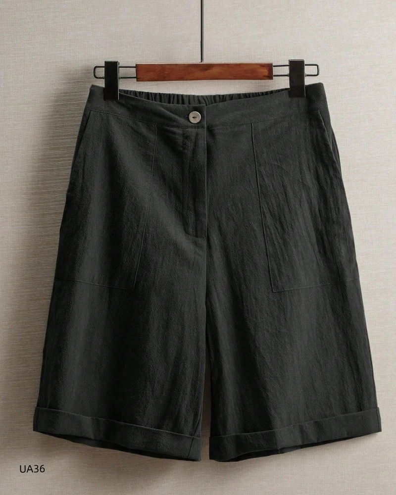 Women's High-Waisted Linen Shorts – Casual Multi-Color Gym & Sports Shorts - Image 9