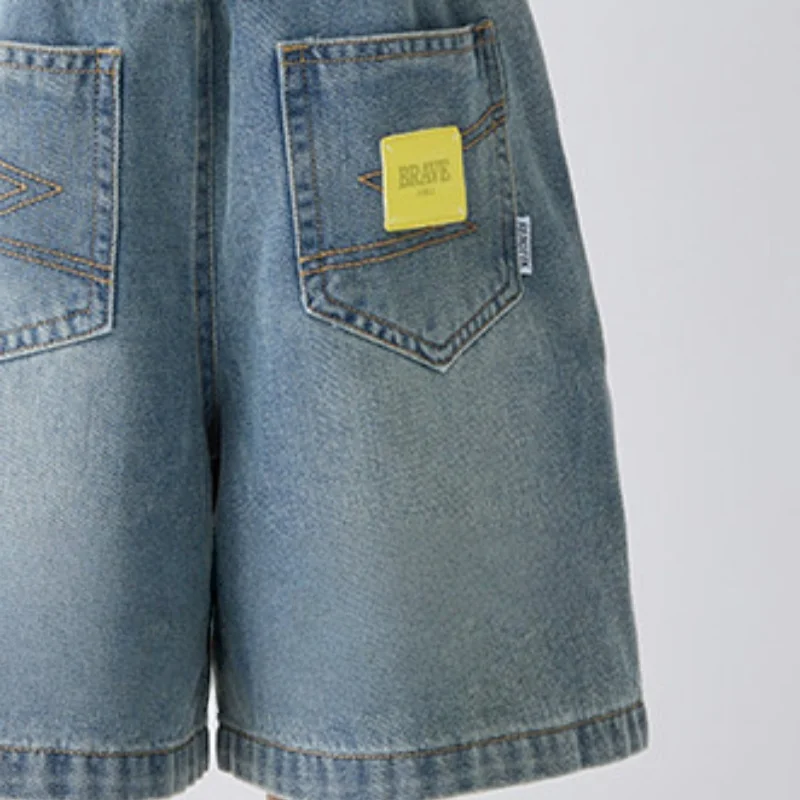 2026 Summer 4-10Y Korean Boys Pants Loose Solid Color Elastic Waist Kids Cowboy Shorts Thin Children Trousers Daily Outfits - Image 6
