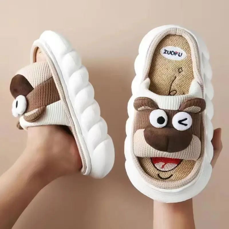 Mo Dou All Senson Designer Slippers Cute Cartoon Lovely Animals Bedroom Cotton Home Shoes Indoor Thick Sole Couples Men Women - Image 12