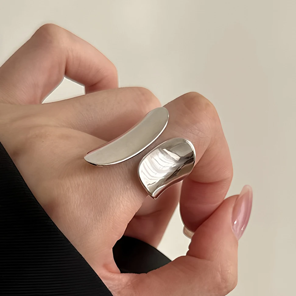 VENTFILLE 925 Sterling Silver Wave Ring – Adjustable Irregular Golden Stackable Band - Image 18