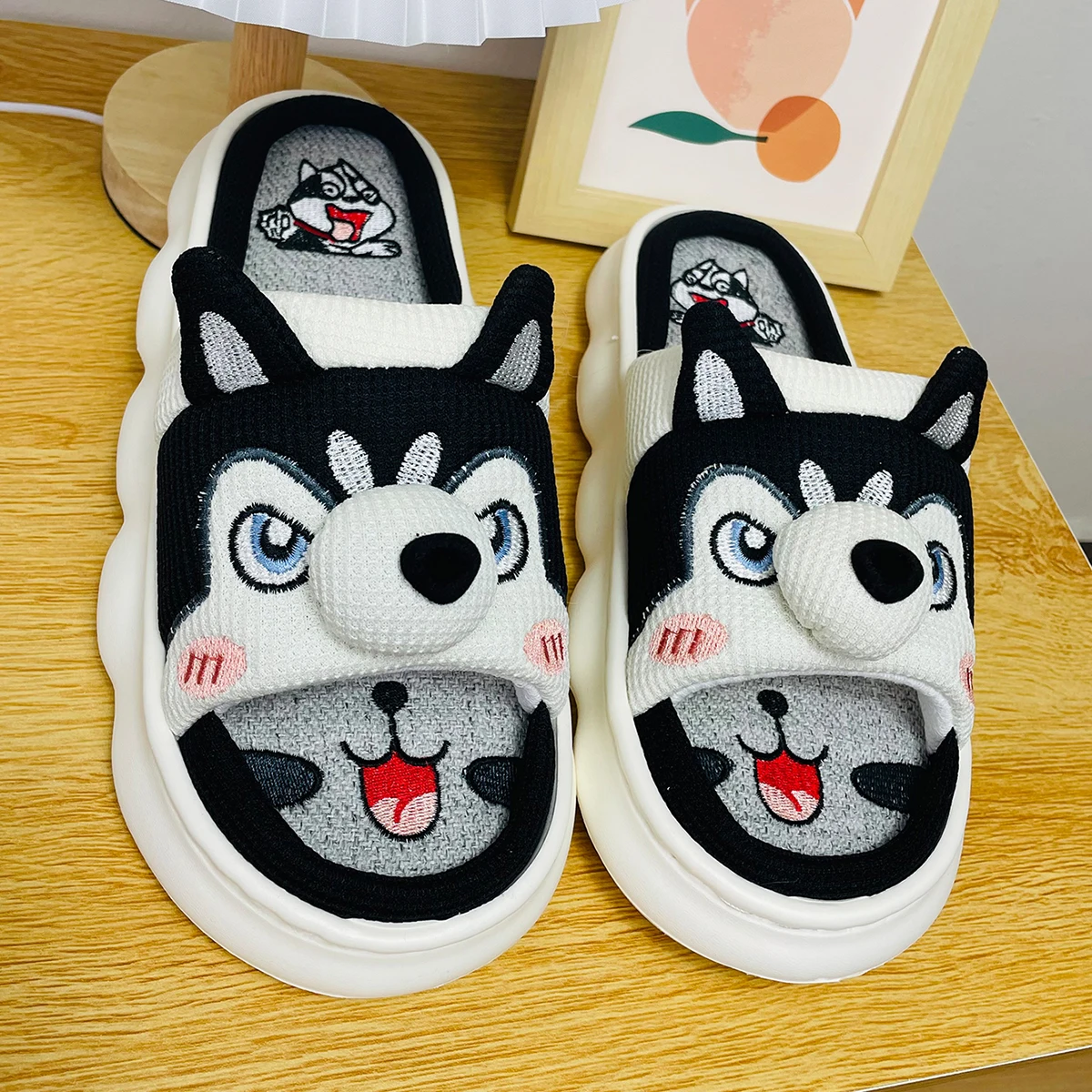 Mo Dou All Senson Designer Slippers Cute Cartoon Lovely Animals Bedroom Cotton Home Shoes Indoor Thick Sole Couples Men Women - Image 18