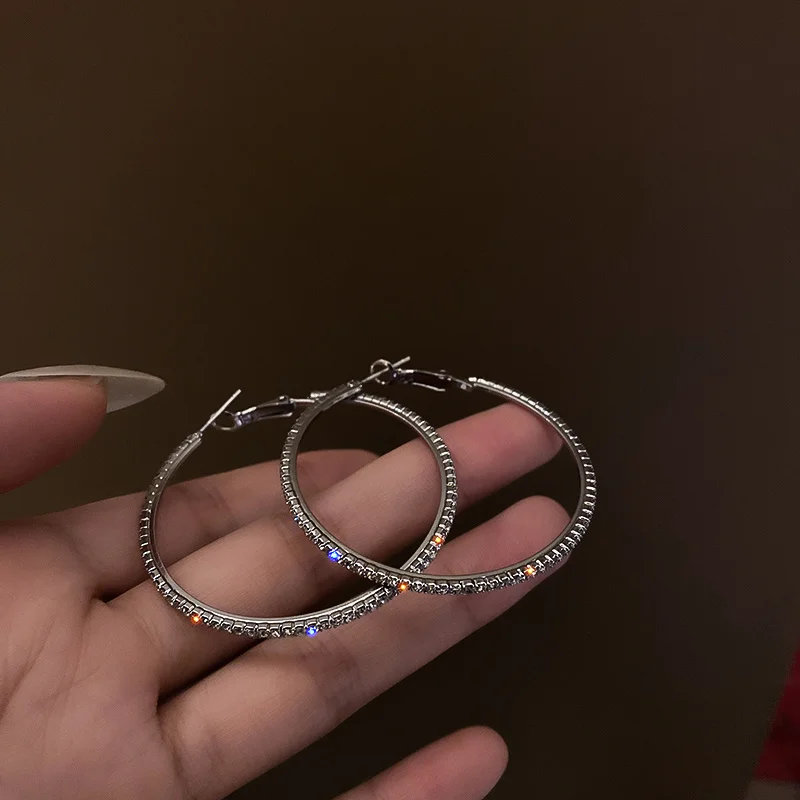 Shiny Big Circel Cross Hoop Earrings for Women Exquisite Rhinestones Ear Buckles Earrings High-end Geometric Ear Rings Jewelry - Image 18