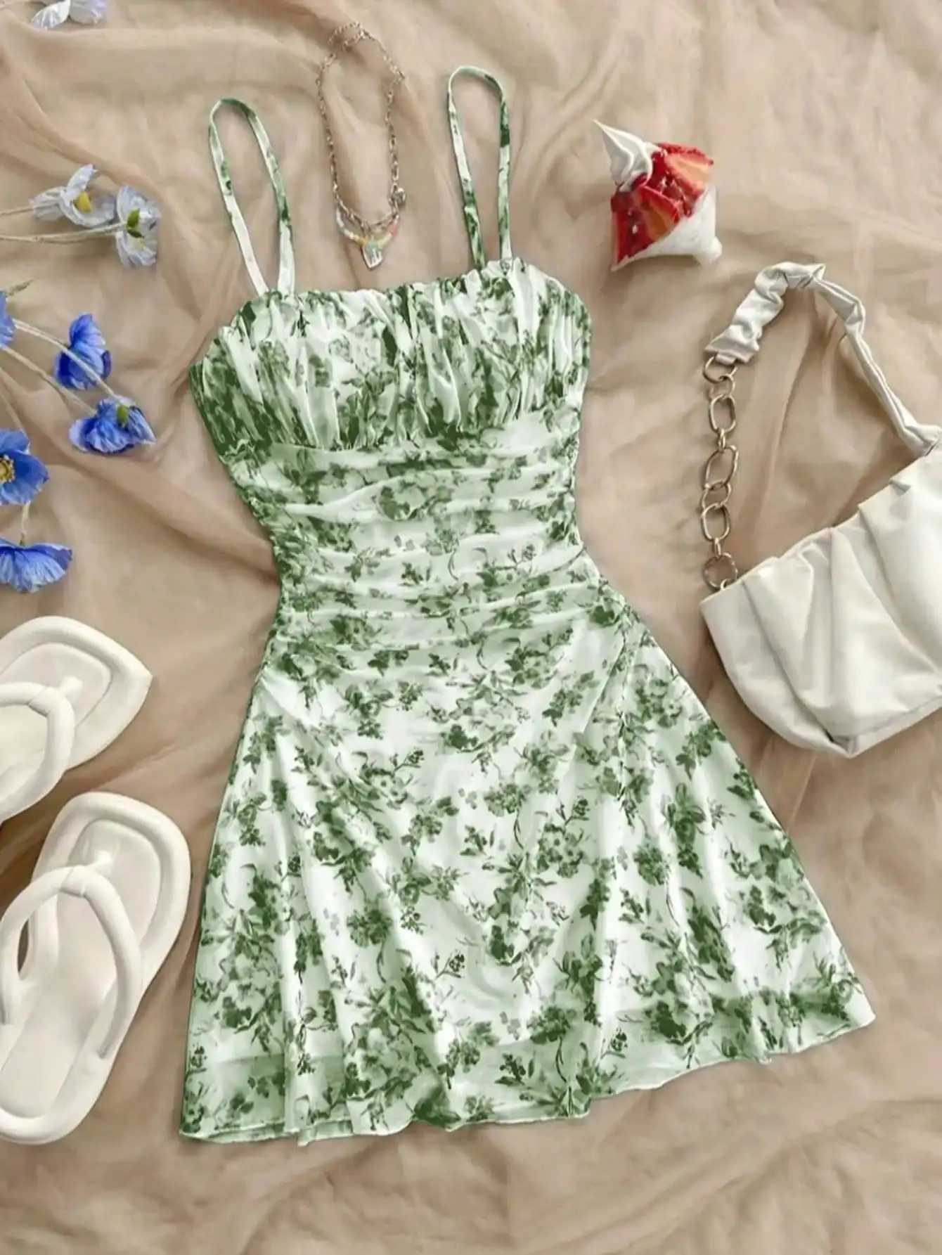 2026 Women's Summer Dress Youth New Flower Printed Hanging Neck Dress Fashionable and Elegant Four Seasons Children's Dress - Image 2