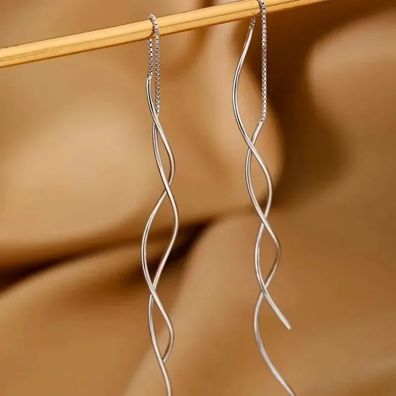 New Minimalist Long Wavy Fringe Earrings New Women Fashionable Hanging Earrings High-End Jewelry Minimalist Accessories Gifts - Image 6