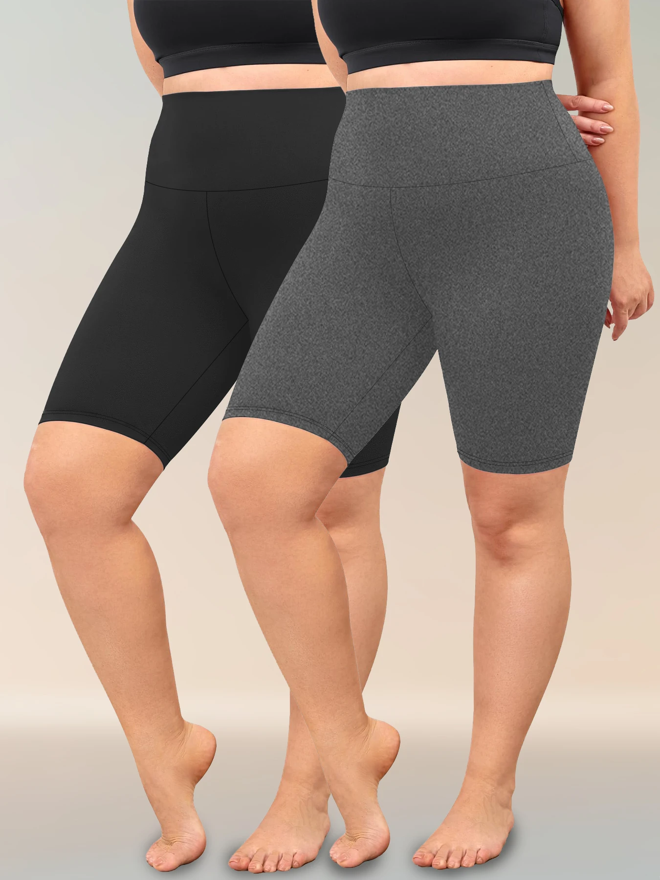 2 Pack Plus Size Biker Shorts for Women High Waisted Super Soft Workout Yoga Athletic Shorts Running - Image 7
