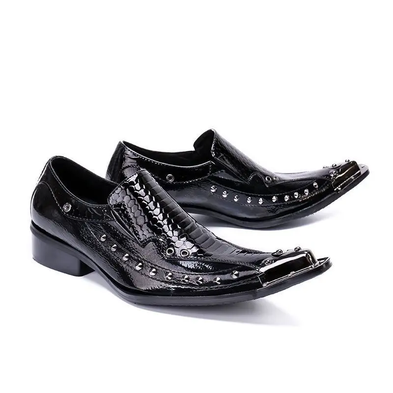 Summer business suit men's shoes black glossy leather shoes leading pointed party trend wedding shoes. - Image 5