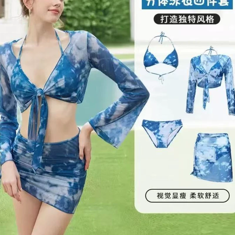Sexy 3 Pieces Set Swimwear Women Lace Up Micro Bikini Set Female Solid Low Waist Swimsuit Beachwear Bathing Suit - Image 4