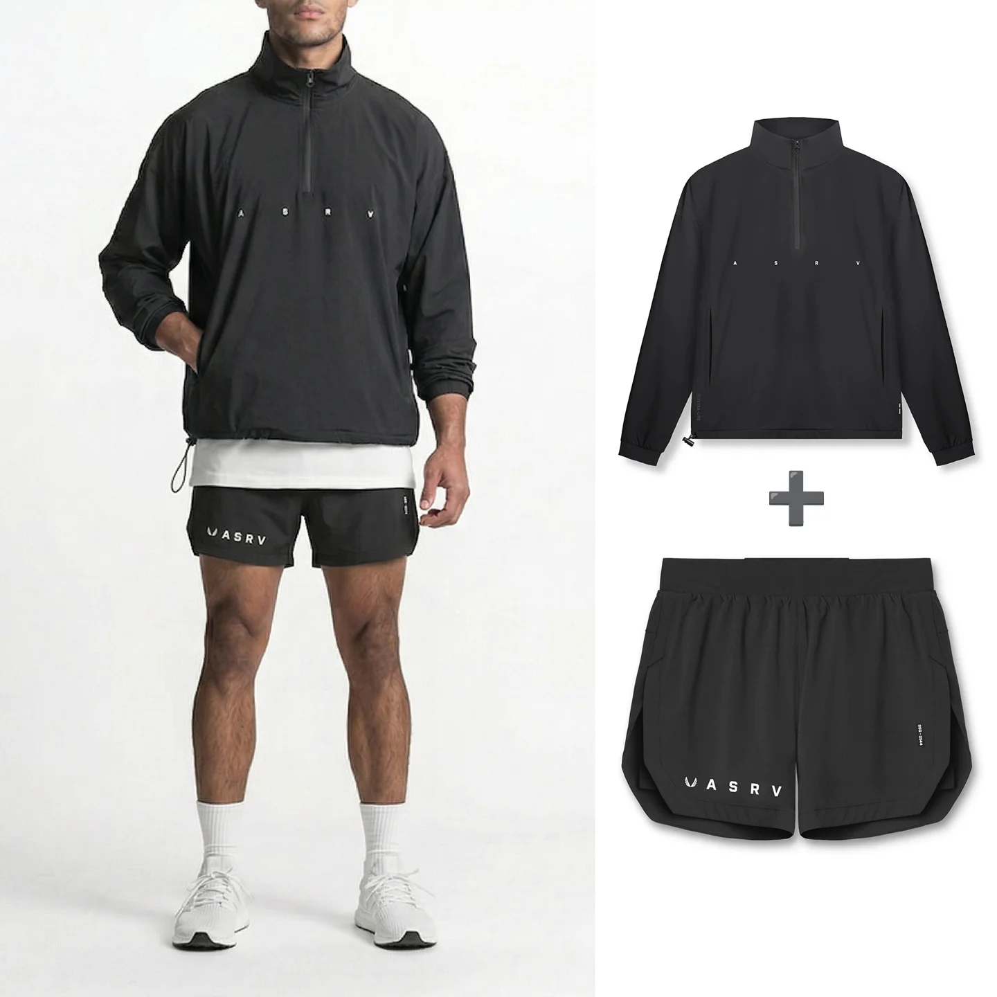 Men 2-Piece Activewear Set Half-Zip Pullover 2-in-1 Shorts Quick Dry Water Repellent Drop Shoulder Workout Running Tracksuit - Image 21
