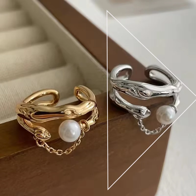 VENTFILLE 925 Sterling Silver Wave Ring – Adjustable Irregular Golden Stackable Band - Image 47