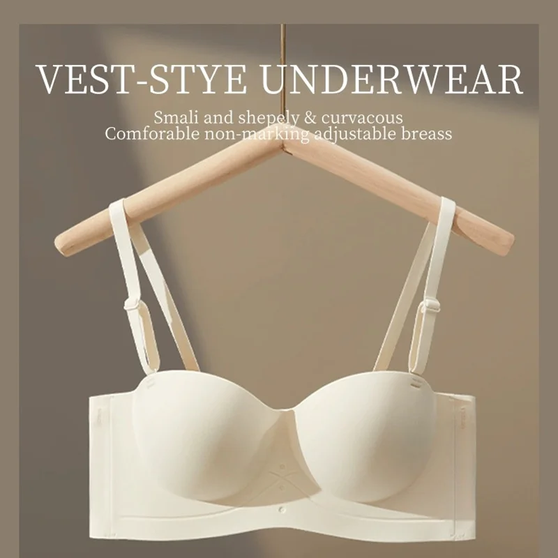 Sexy Seamless Half Cup Bra Women's Push Up Small Breast Showing Big Beautiful Back Bra No Wires Strapless Underwear - Image 3