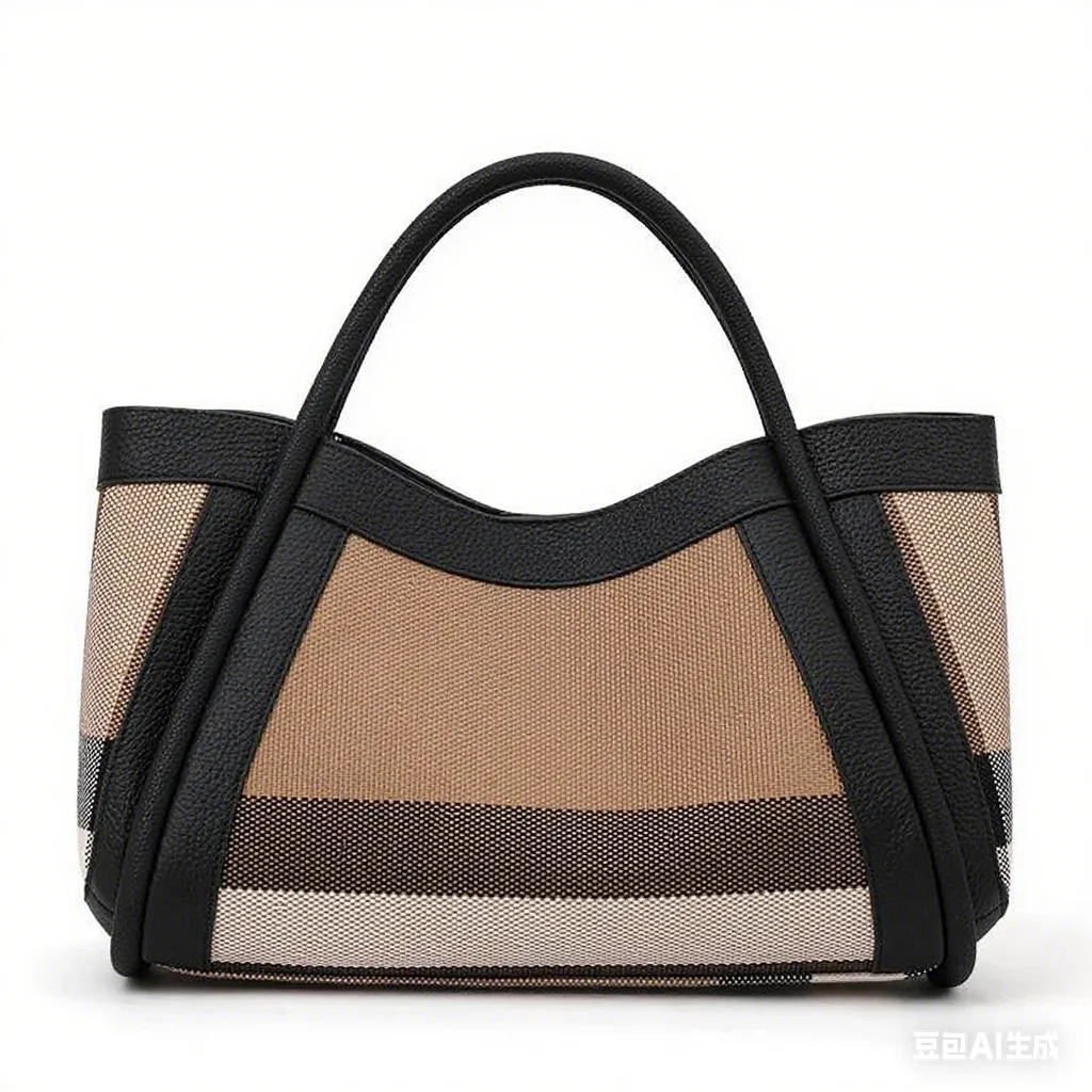Aidrani New retro checkered women's handbag, large capacity luxury bag, canvas genuine leather bag - Image 9