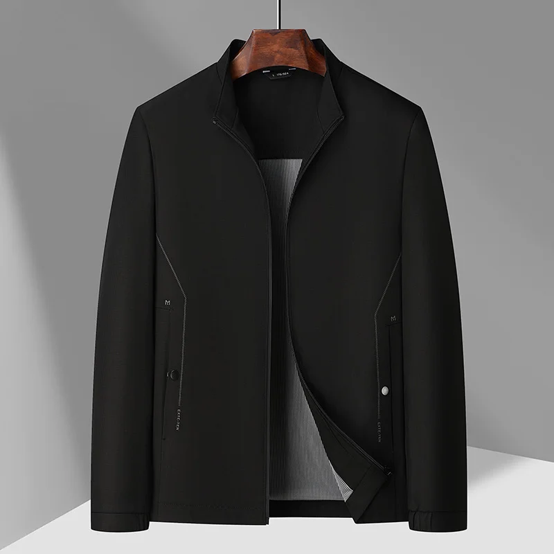 Spring Collection Men's Stylish and Handsome High-quality Jacket - Classic and Versatile Business Casual Pure Color Stand-up Col - Image 2