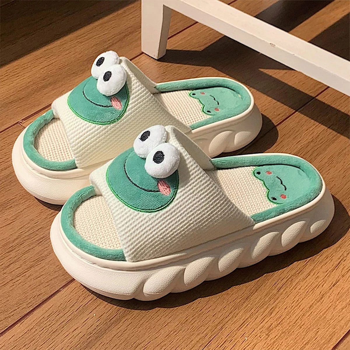 Mo Dou All Senson Designer Slippers Cute Cartoon Lovely Animals Bedroom Cotton Home Shoes Indoor Thick Sole Couples Men Women - Image 6