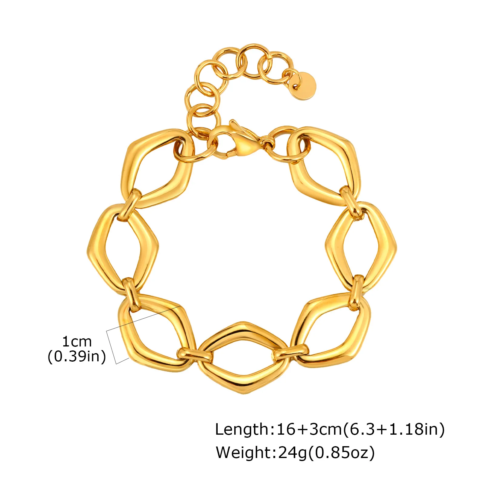 Chunky Stainless Steel Link Chain Bracelet For Woman, Gold Plated Layering Bracelets Wristband Waterproof Jewelry - Image 24