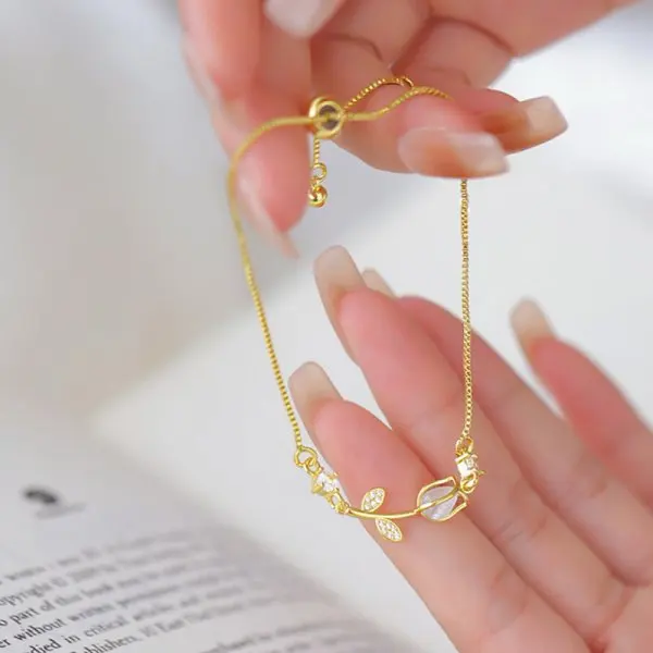 Luxury Zircon Flower Bracelets New High-End Minimalist Zircon Floral Charm Blade Chain Women’s Bracelet Party Jewelry Gift - Image 14