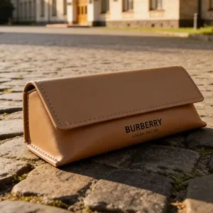 Burberry Wine Brown Leather Eyeglasses Case Luxury Hard Shell Protective Glasses Storage Box Designer Accessory For Women Perfec