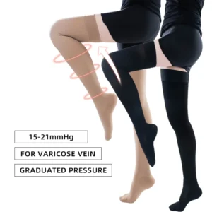 Medical Compression Stocking 15-20 MMHg Over Knee High Thigh Socks for Men and Women with Varicose Veins Closed Toe Class