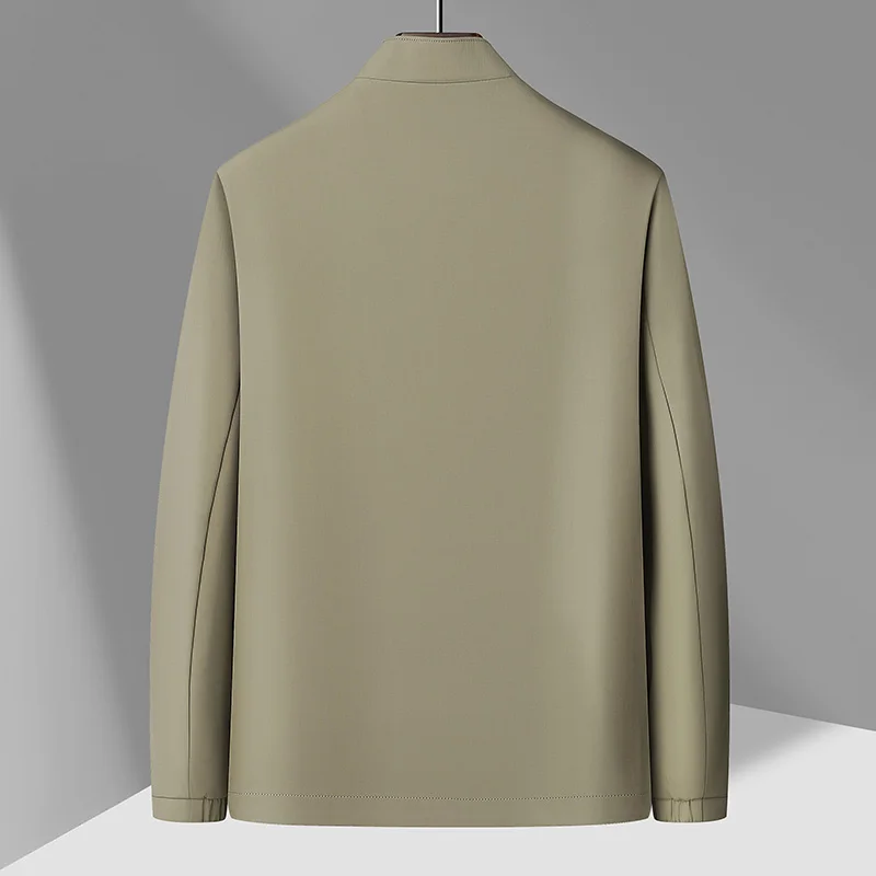 Spring Collection Men's Stylish and Handsome High-quality Jacket - Classic and Versatile Business Casual Pure Color Stand-up Col - Image 4