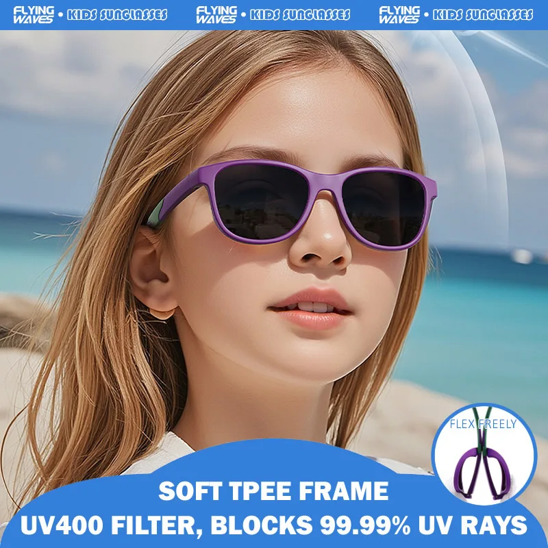 Kids Polarized Sunglasses UV400 Flexible TPEE Frame Boys Girls Sports Cycling Hiking Beach Travel Sun Shades Windproof Eyeglass