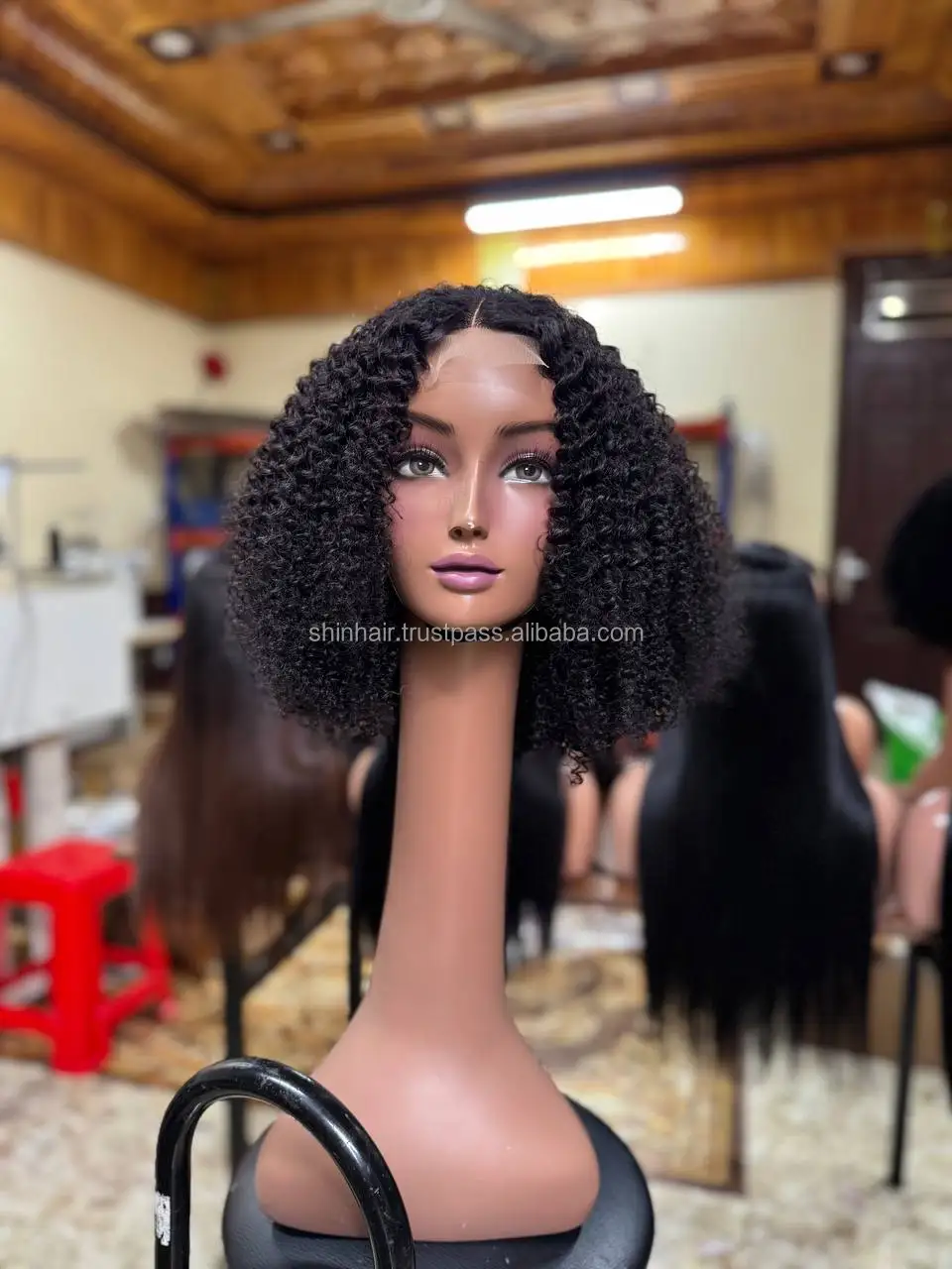 Wholesale Virgin Human Hair Kinky Curly Short Bob Wig – Transparent Lace & Aligned Cuticles - Image 5