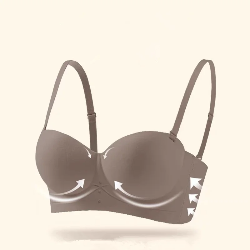 Sexy Seamless Half Cup Bra Women's Push Up Small Breast Showing Big Beautiful Back Bra No Wires Strapless Underwear - Image 6