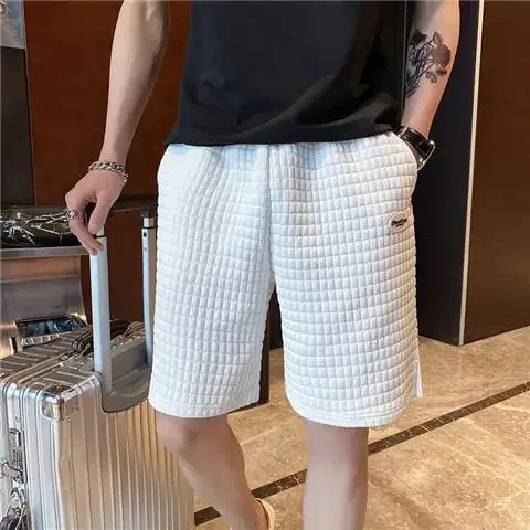 Shorts for Men Waffle Hiphop Black Man Short Pants with Pockets Dry Fit in Bulk Casual Korean Style New Pant 2025 Designer Y2k - Image 8